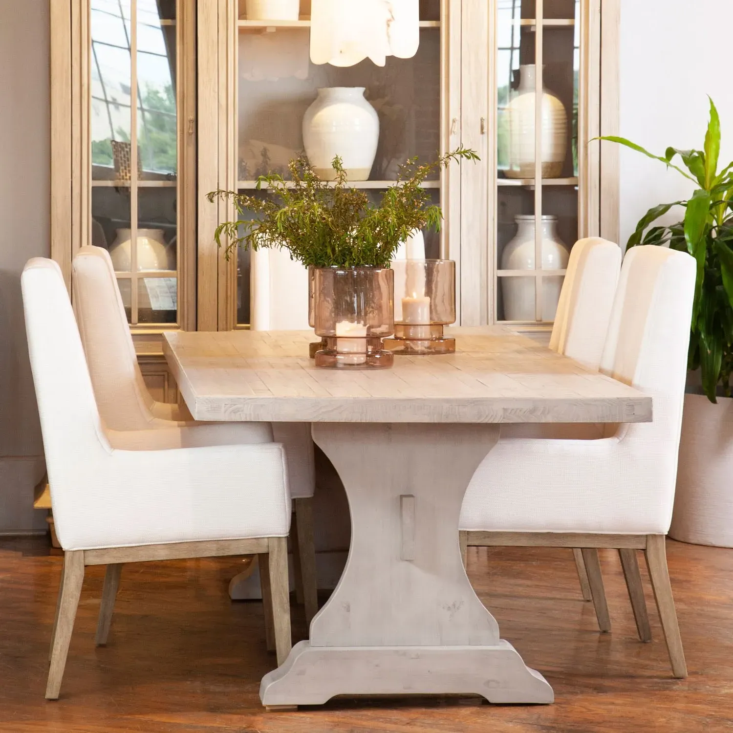 Marina Dining Arm Chair - Off White, Rubber Wood