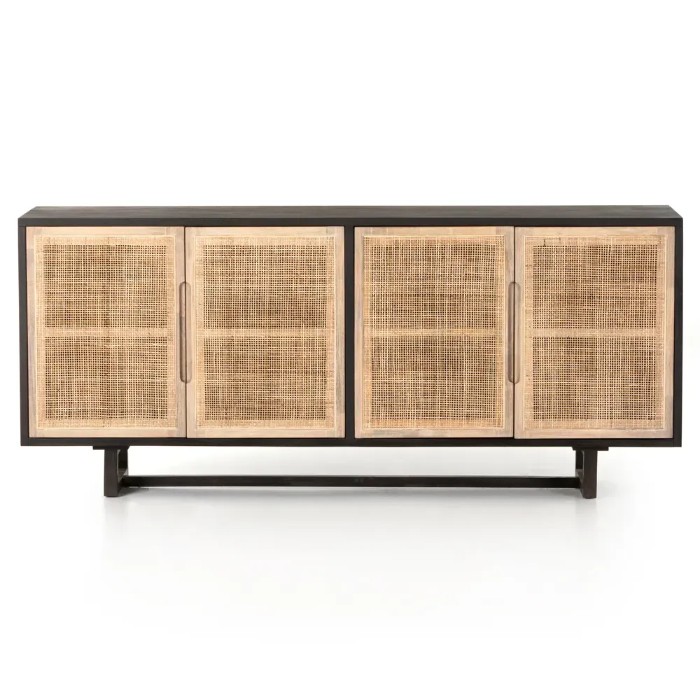 Marina Sideboard with Woven Cane - Black, Mango Wood image