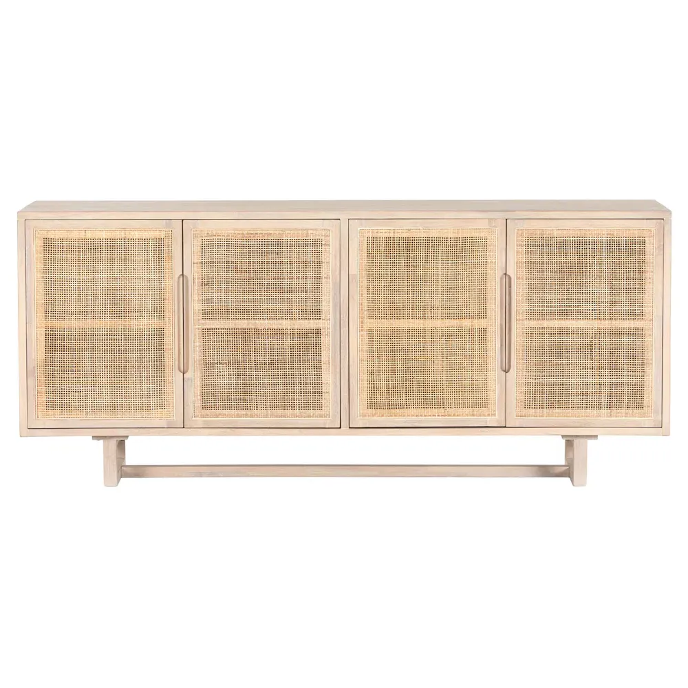 Marina Sideboard with Woven Cane - White Wash, Mango Wood image