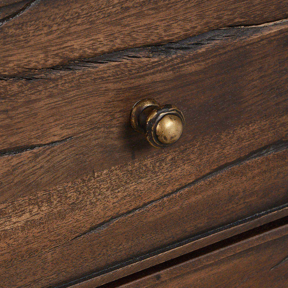 Marion Wide Nightstand - Brown Oak, Marble