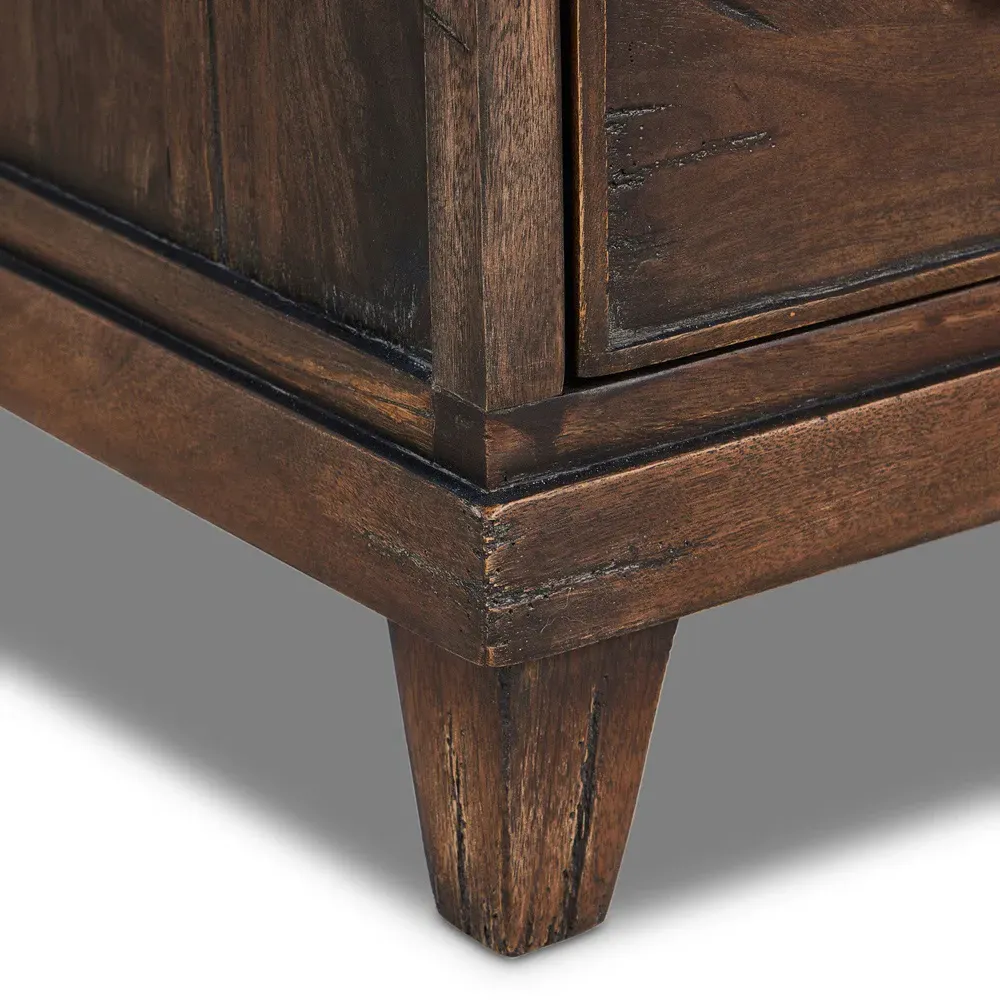 Marion Wide Nightstand - Brown Oak, Marble