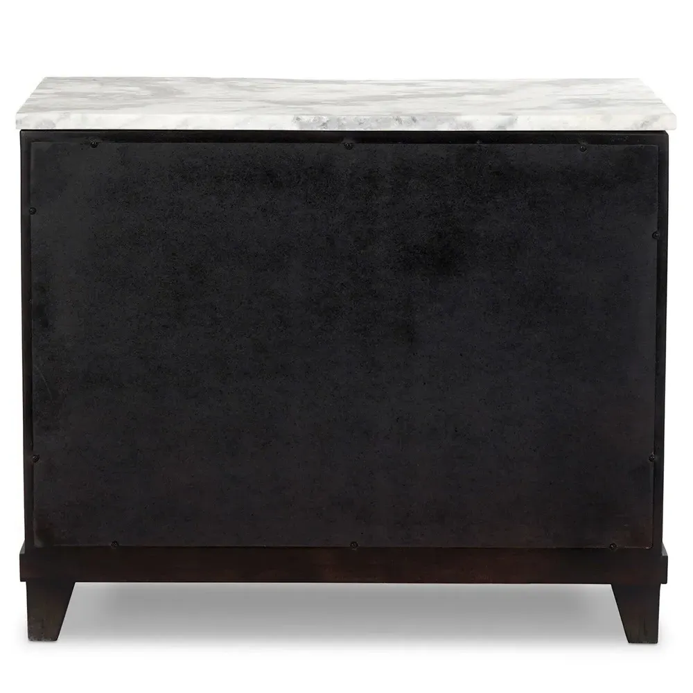 Marion Wide Nightstand - Dark Oak, Marble