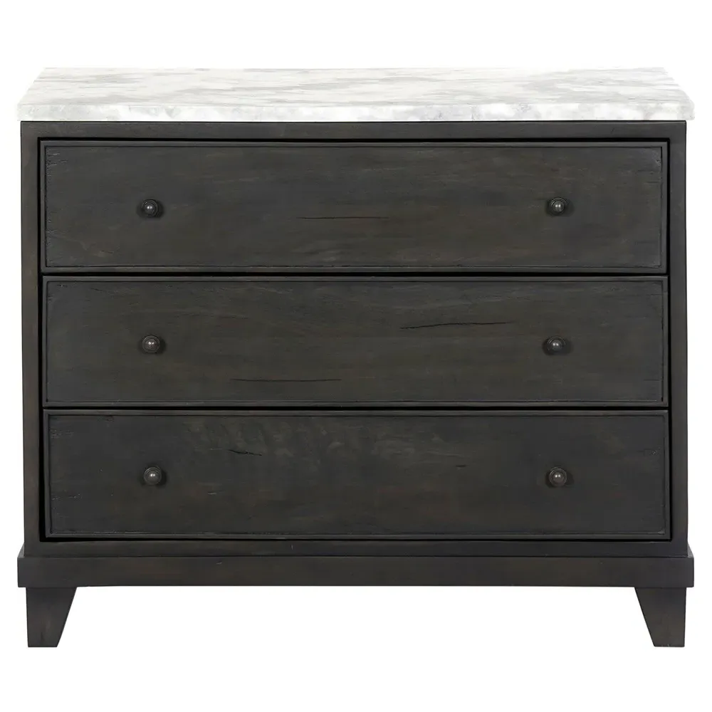 Marion Wide Nightstand - Dark Oak, Marble