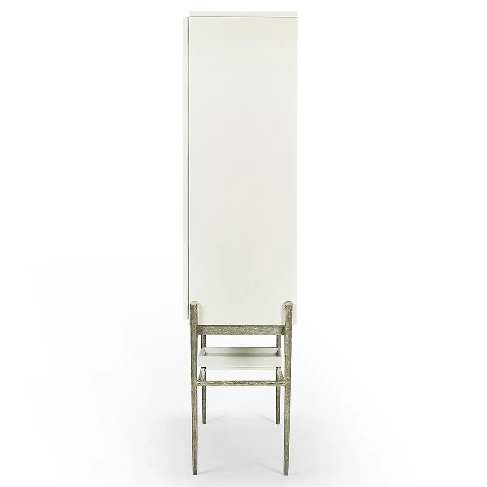 Maris Coral Patterned Bar Cabinet - White, Oak