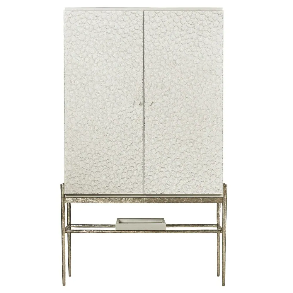 Maris Coral Patterned Bar Cabinet - White, Oak
