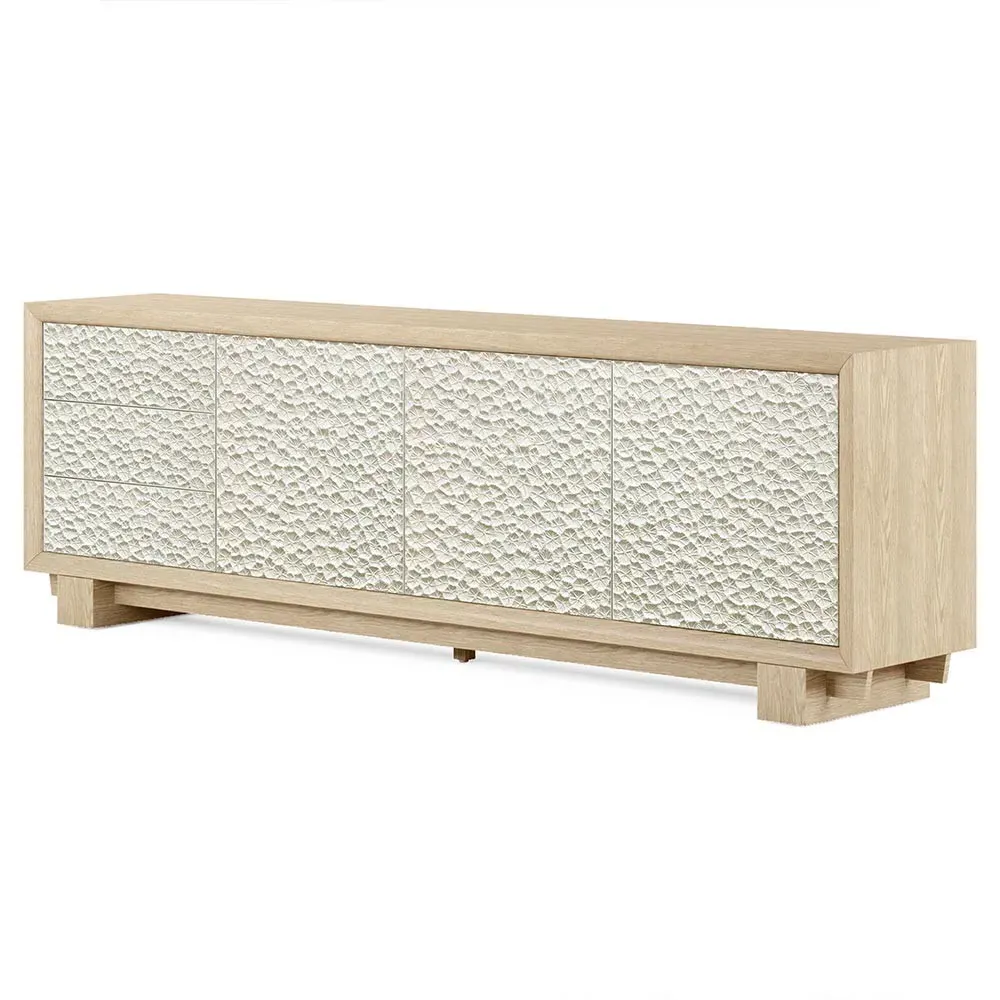 Maris Coral Patterned Media Cabinet - White, Oak