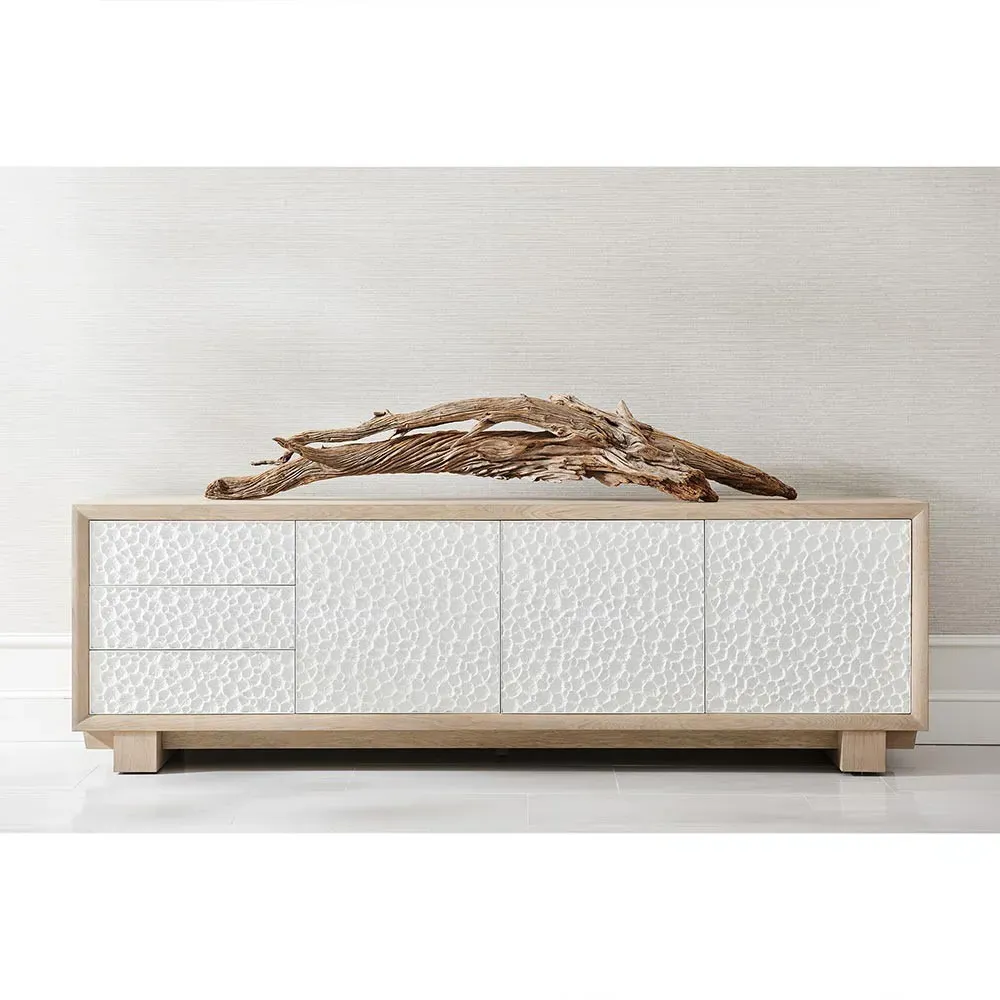 Maris Coral Patterned Media Cabinet - White, Oak