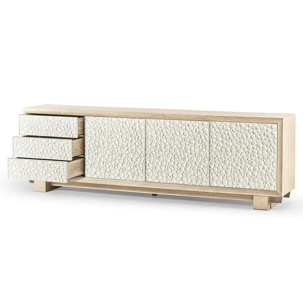 Maris Coral Patterned Media Cabinet - White, Oak