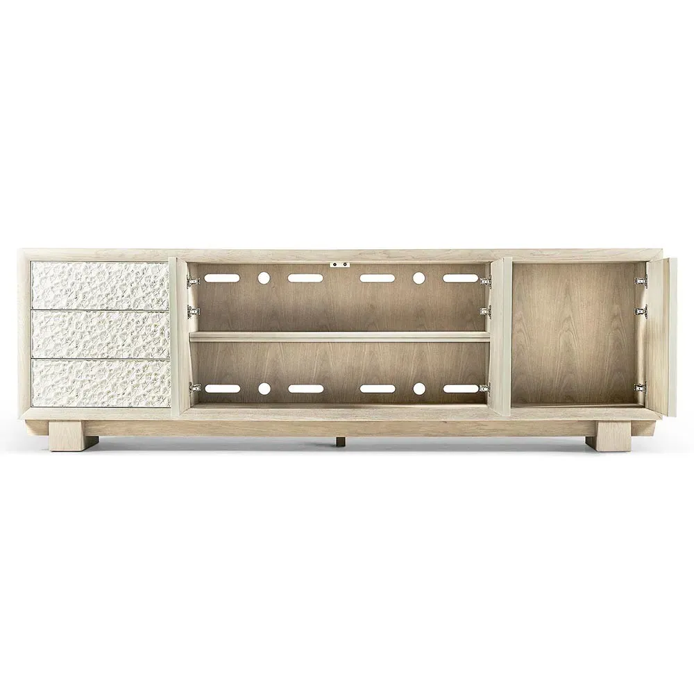 Maris Coral Patterned Media Cabinet - White, Oak