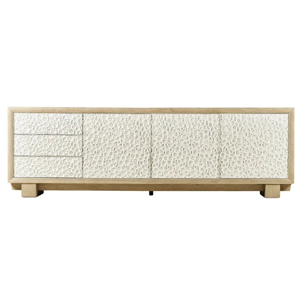 Maris Coral Patterned Media Cabinet - White, Oak