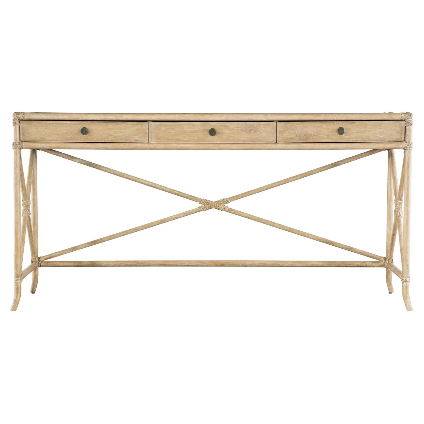 Maris Pole Rattan Console - Brown, Oak image