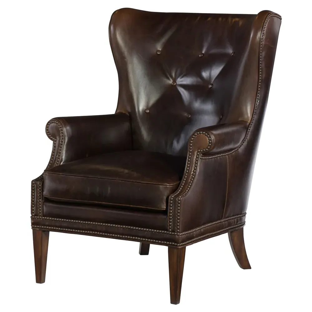 Maris Wing Chair - Dark Brown, Leather