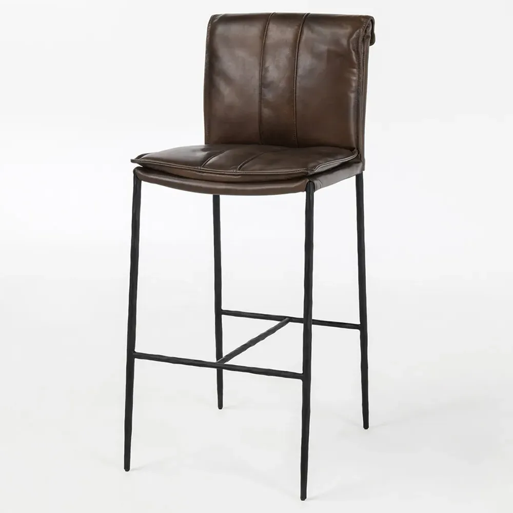 Marissa Bar Stool - Brown, Leather