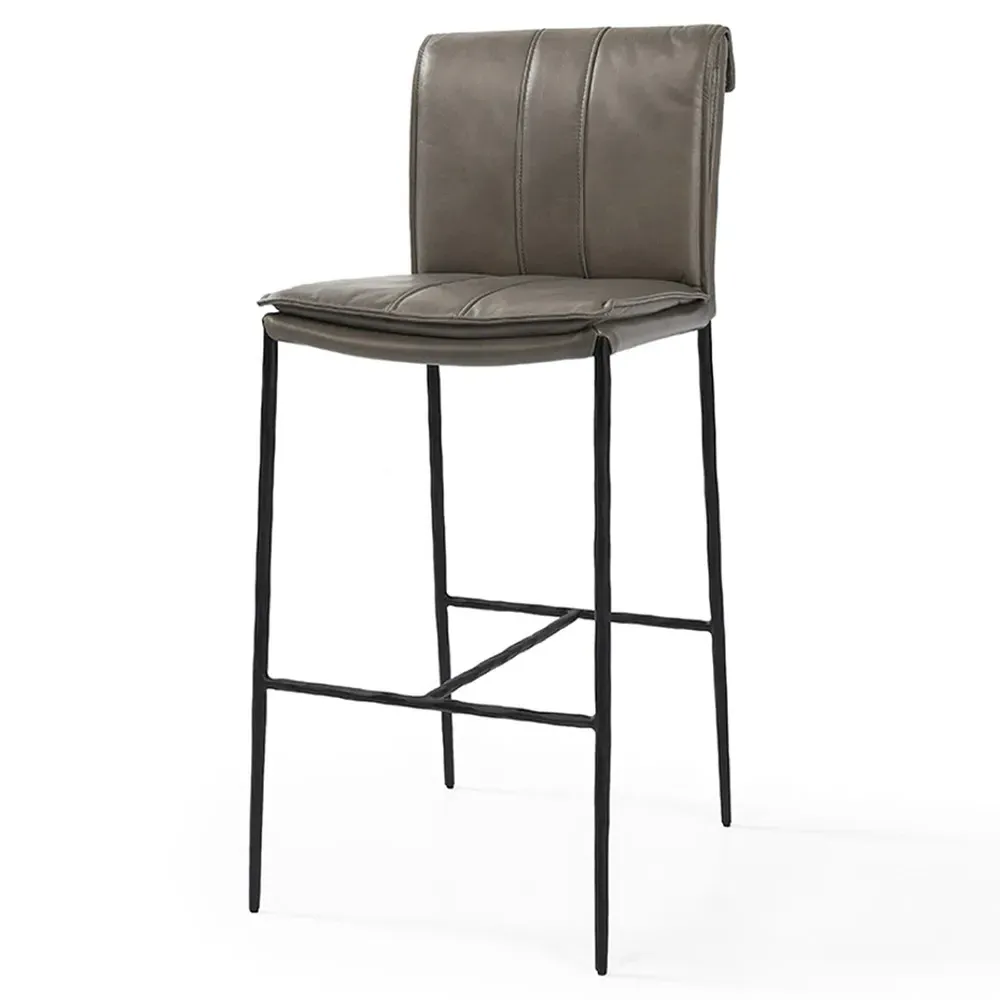 Marissa Bar Stool - Grey, Leather