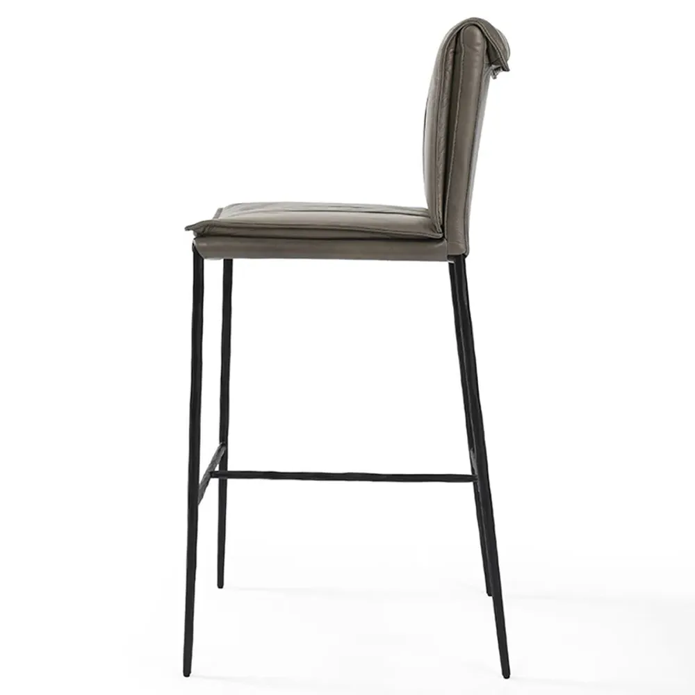Marissa Bar Stool - Grey, Leather