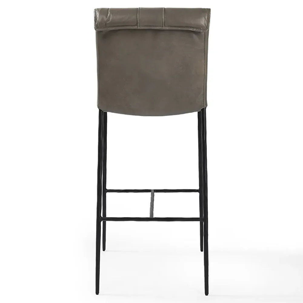 Marissa Bar Stool - Grey, Leather