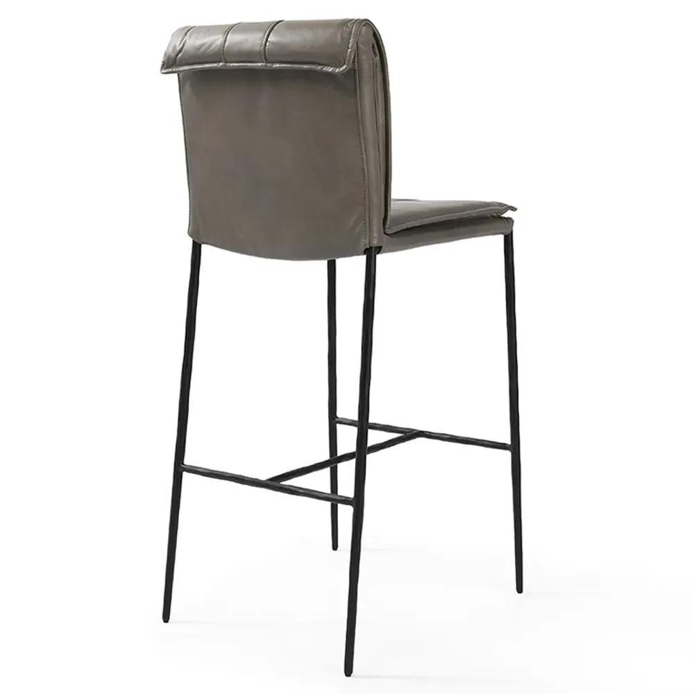 Marissa Bar Stool - Grey, Leather