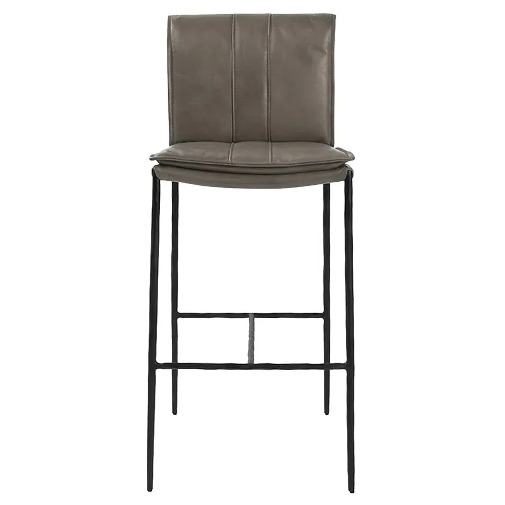 Marissa Bar Stool - Grey, Leather