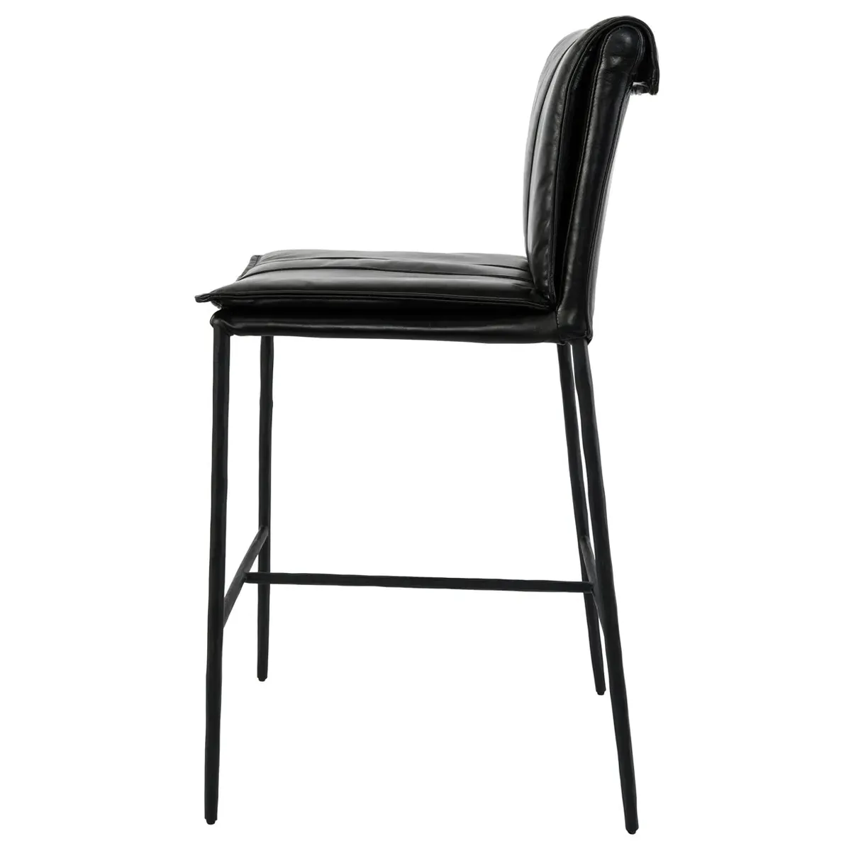 Marissa Counter Stool - Black, Leather
