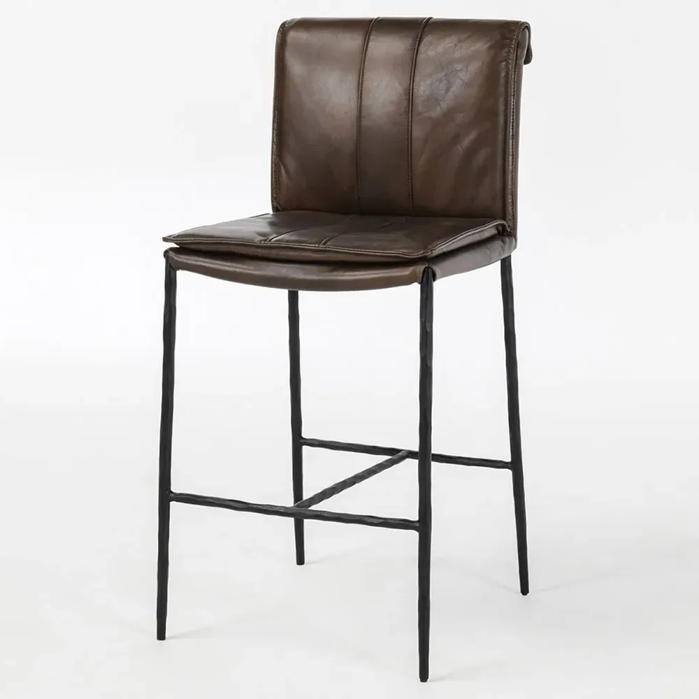 Marissa Counter Stool - Brown, Leather