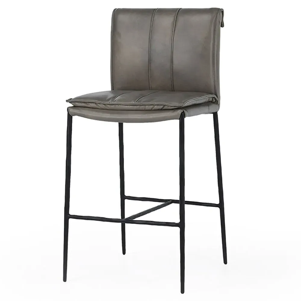 Marissa Counter Stool - Grey, Leather