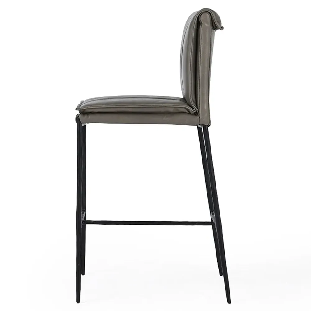 Marissa Counter Stool - Grey, Leather