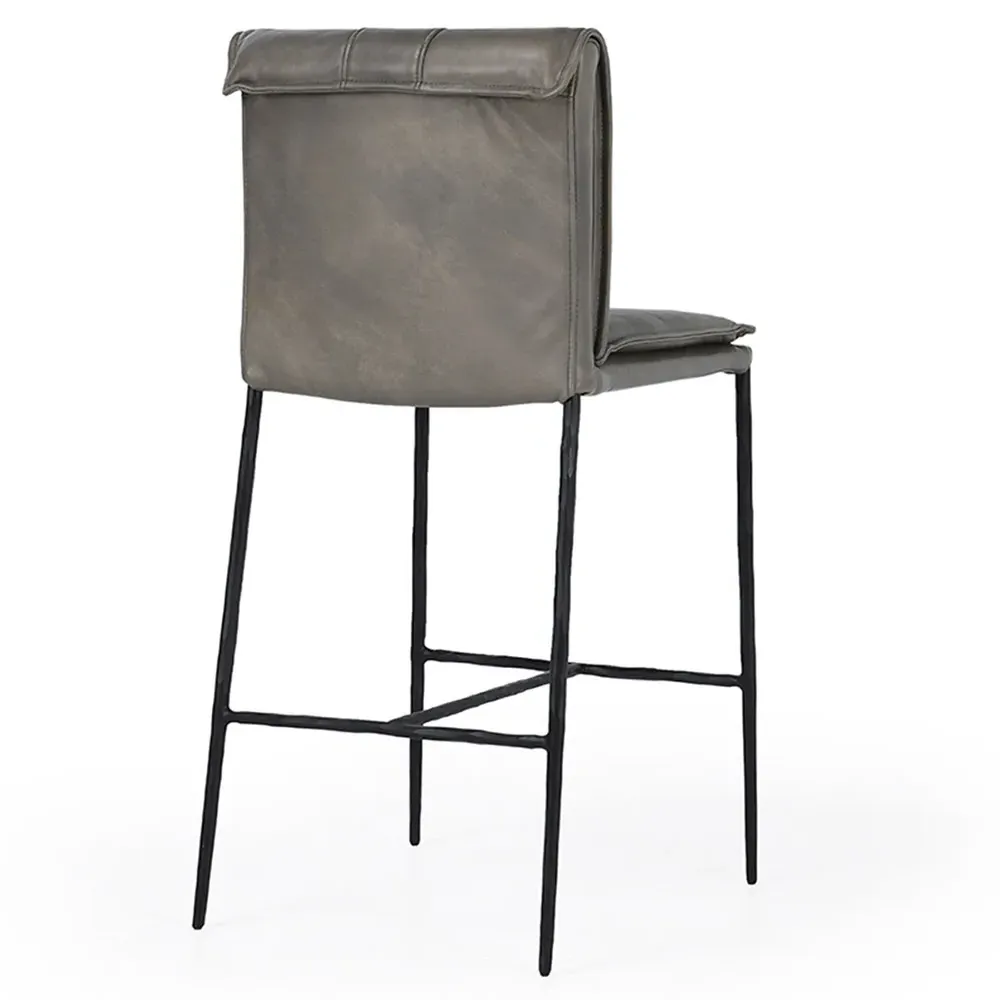 Marissa Counter Stool - Grey, Leather