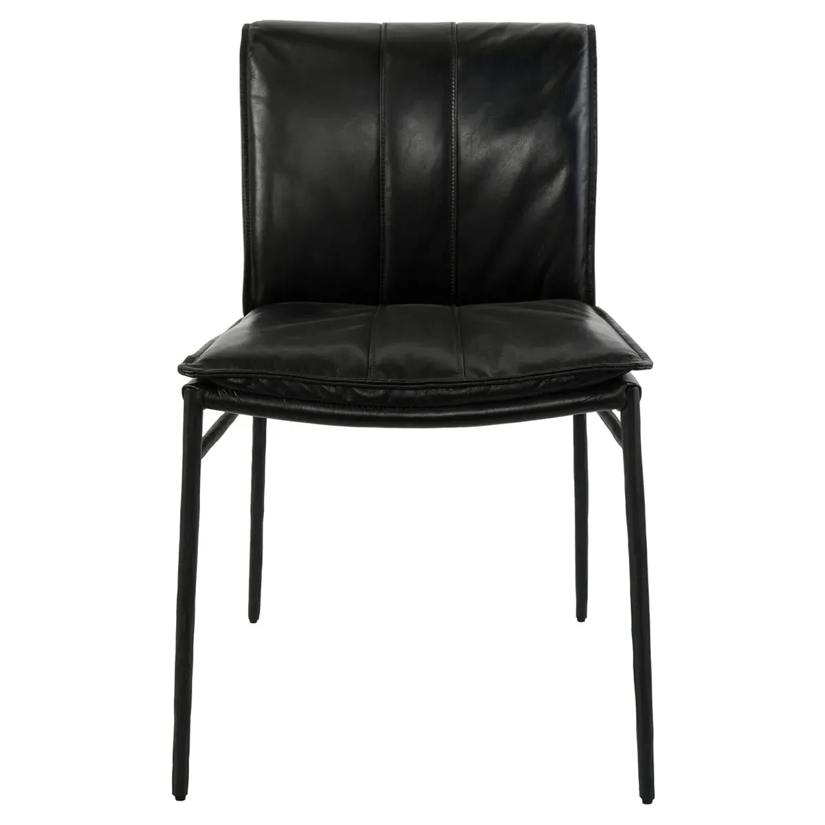 Marissa Dining Chair Set of 2 - Black, Leather