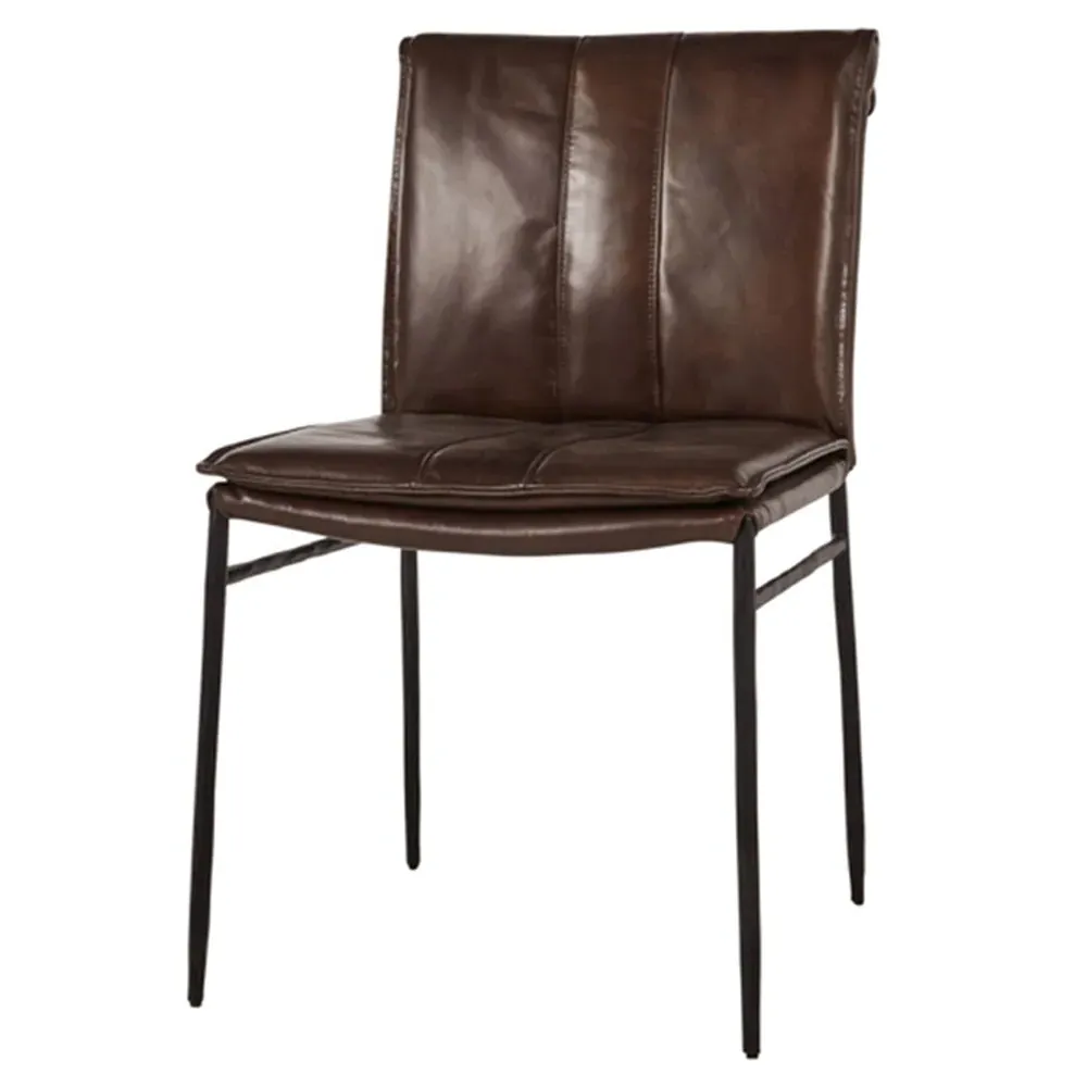 Marissa Dining Chair Set of 2 - Brown, Leather