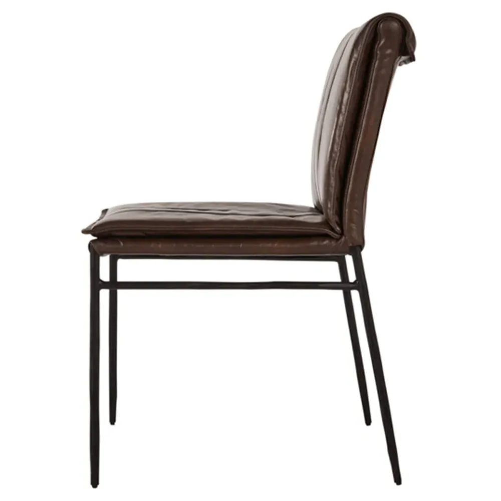 Marissa Dining Chair Set of 2 - Brown, Leather