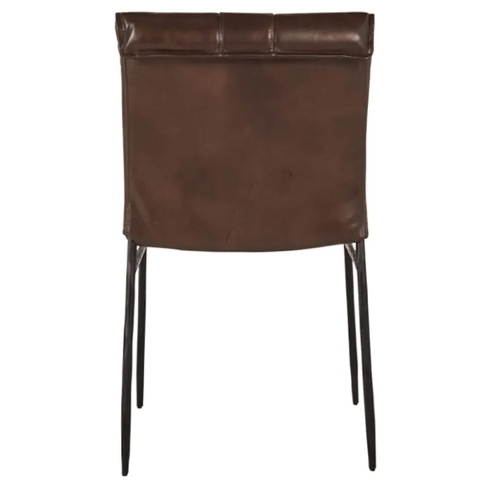 Marissa Dining Chair Set of 2 - Brown, Leather