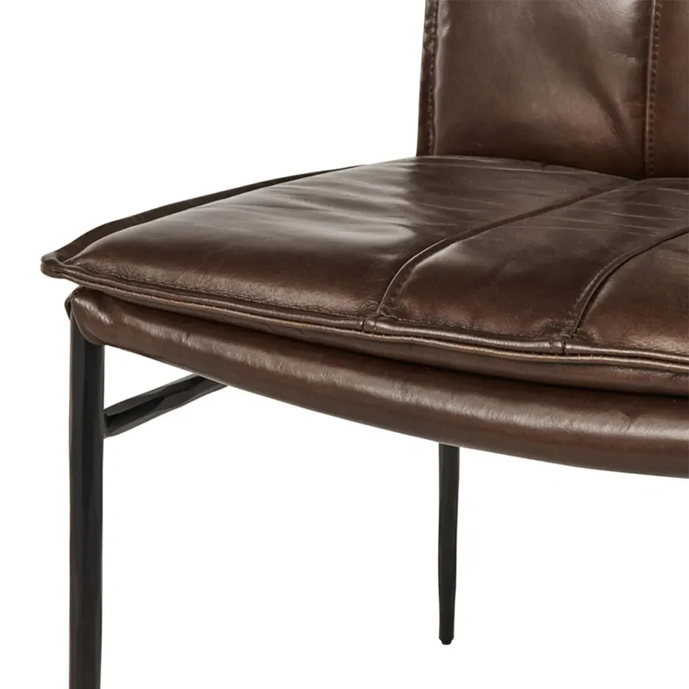 Marissa Dining Chair Set of 2 - Brown, Leather