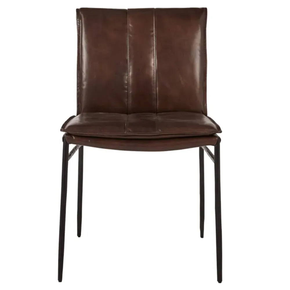 Marissa Dining Chair Set of 2 - Brown, Leather