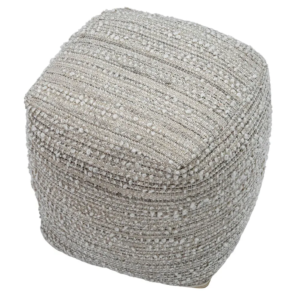 Marissa Upholstered Outdoor Pouf - Off-White, PET Yarn
