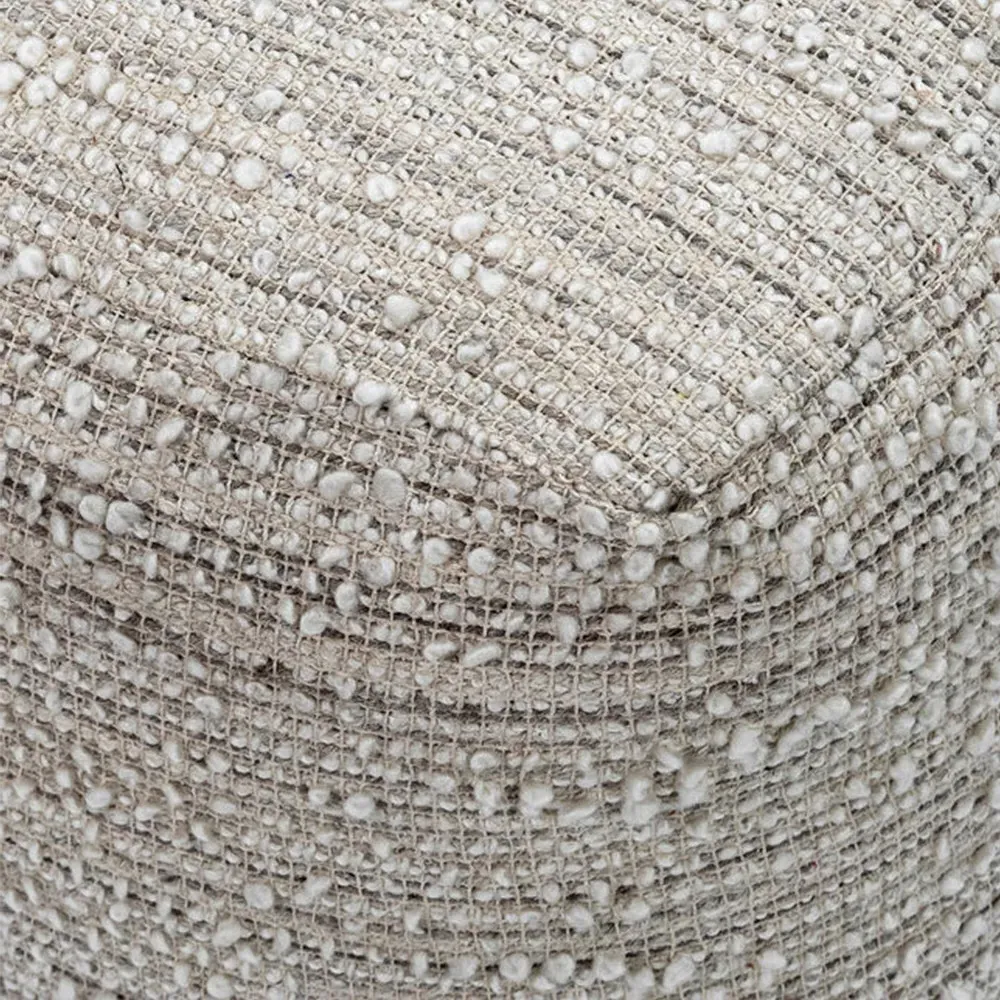 Marissa Upholstered Outdoor Pouf - Off-White, PET Yarn