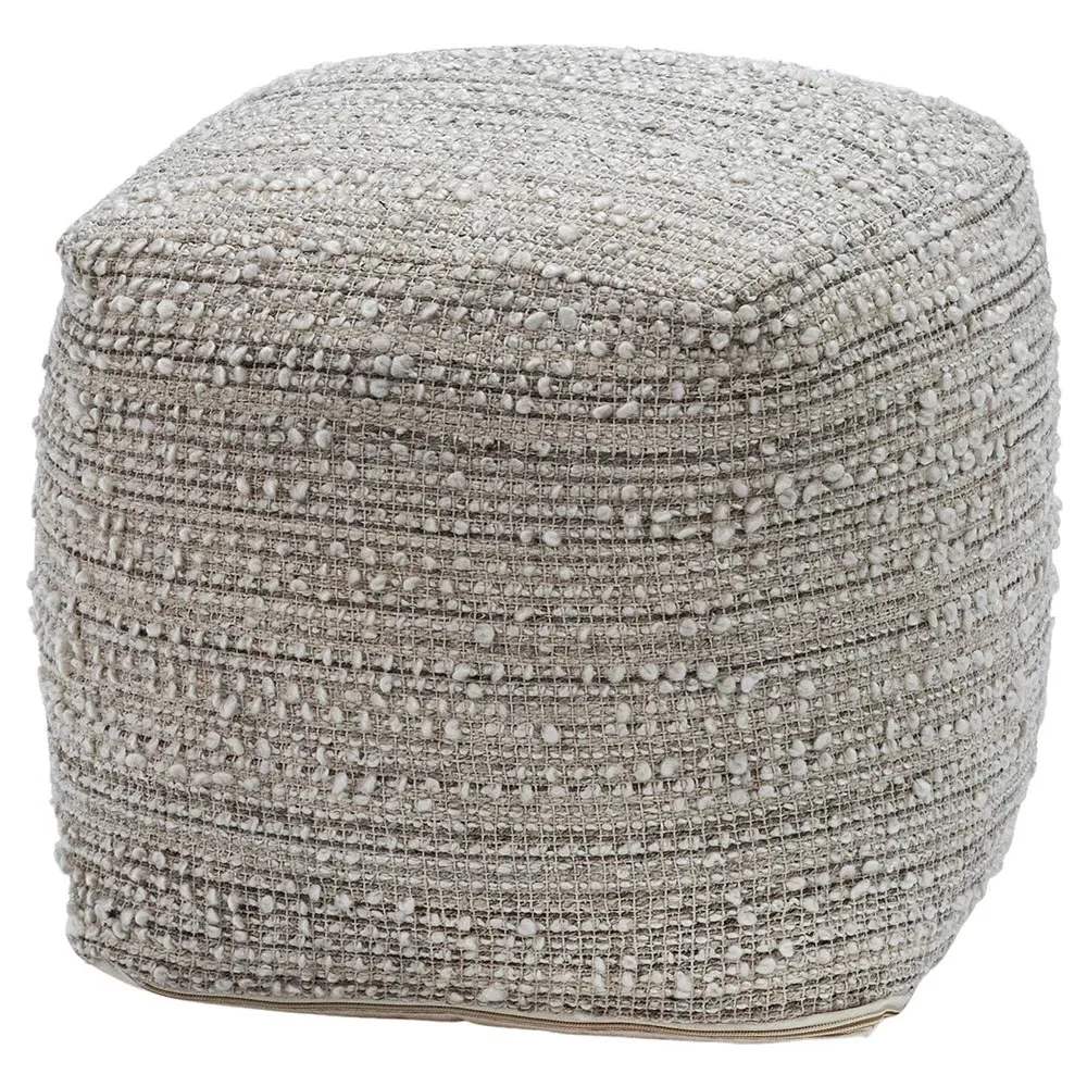 Marissa Upholstered Outdoor Pouf - Off-White, PET Yarn image