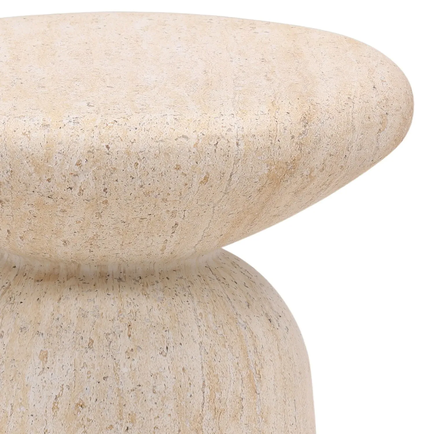 Marius Round Outdoor End Table - Beige, Concrete