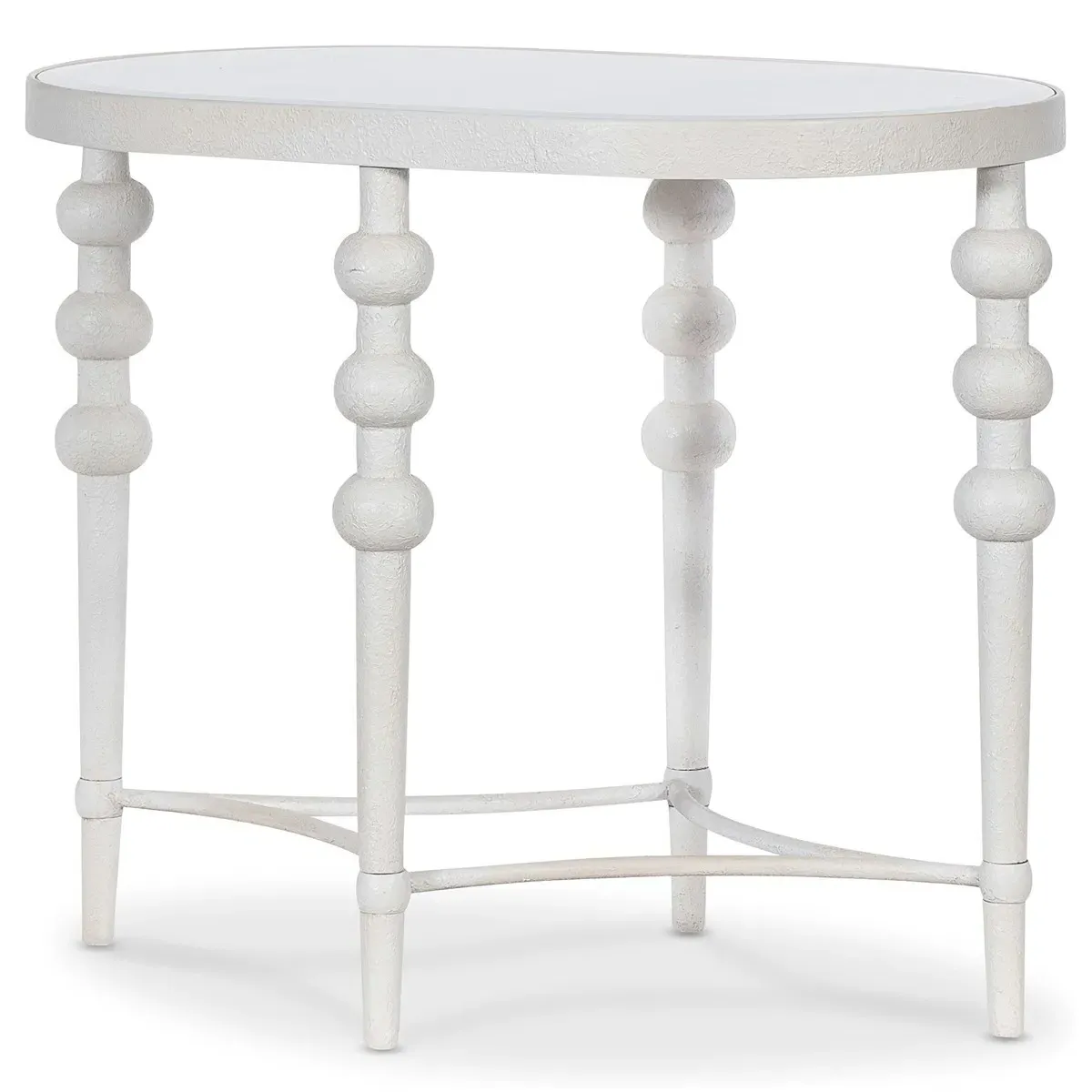 Marivelle Oval Side Table - White, Metal