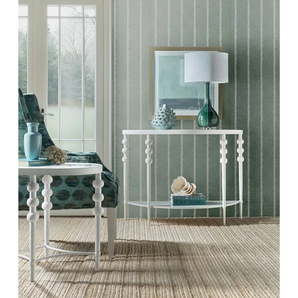 Marivelle Oval Side Table - White, Metal