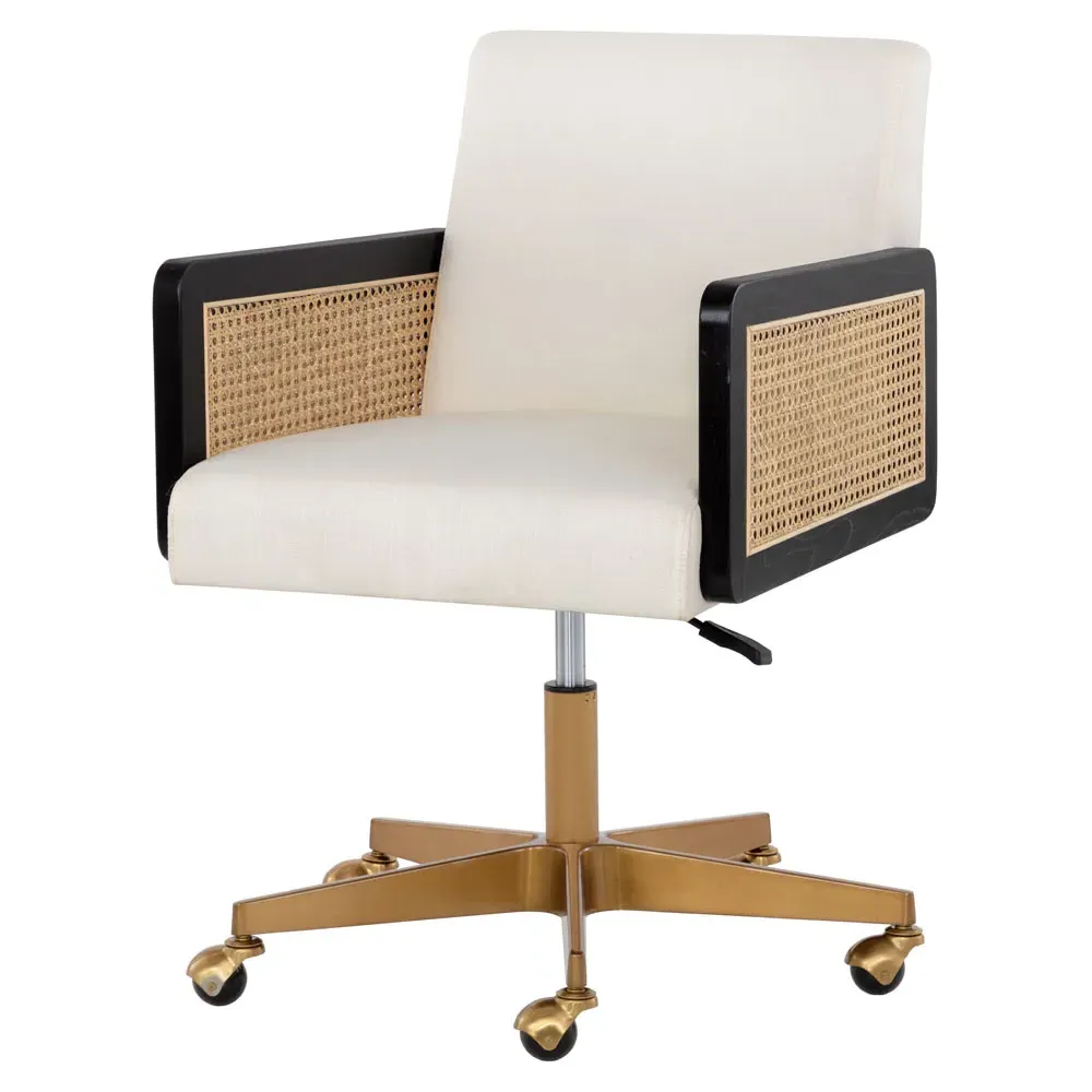 Mariya Adjustable Office Chair - White, Rattan
