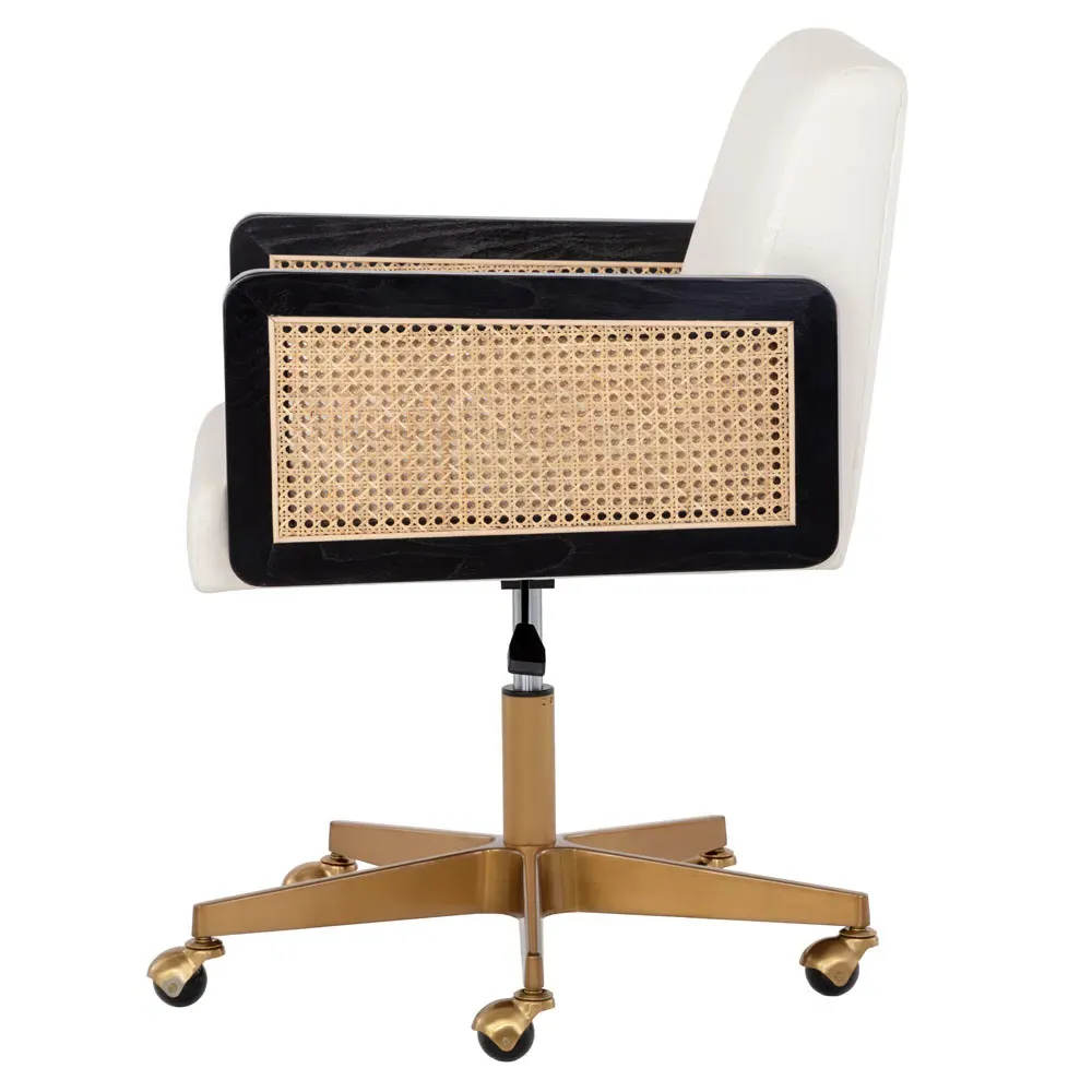 Mariya Adjustable Office Chair - White, Rattan