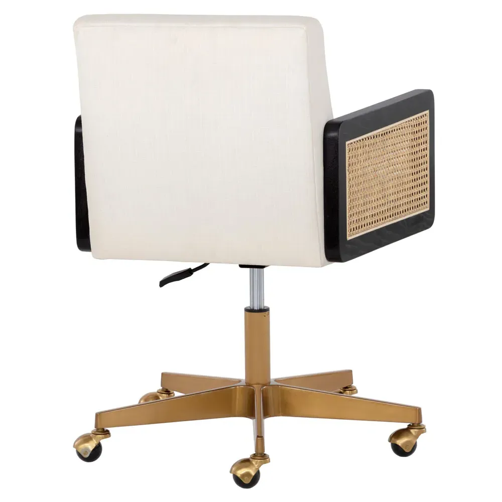 Mariya Adjustable Office Chair - White, Rattan