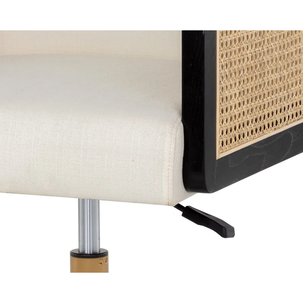 Mariya Adjustable Office Chair - White, Rattan