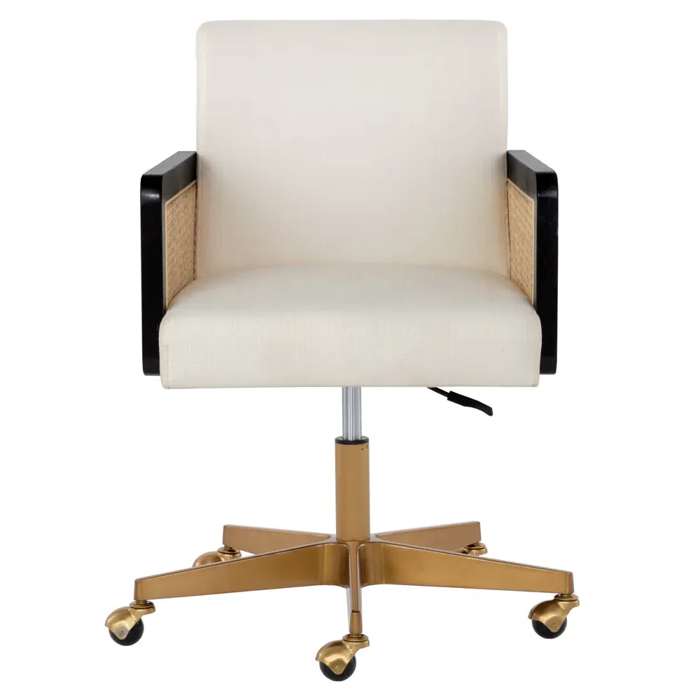 Mariya Adjustable Office Chair - White, Rattan image