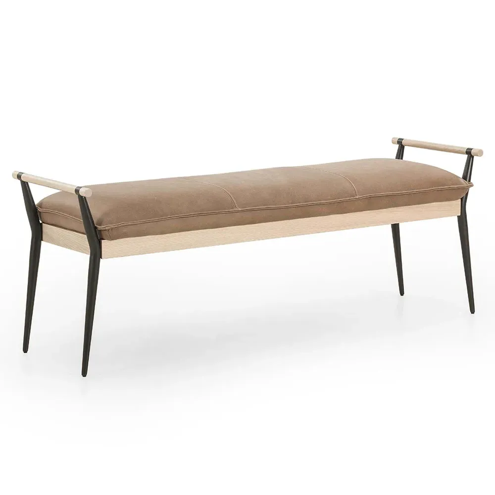 Mark Entryway Bench - Brown, Leather