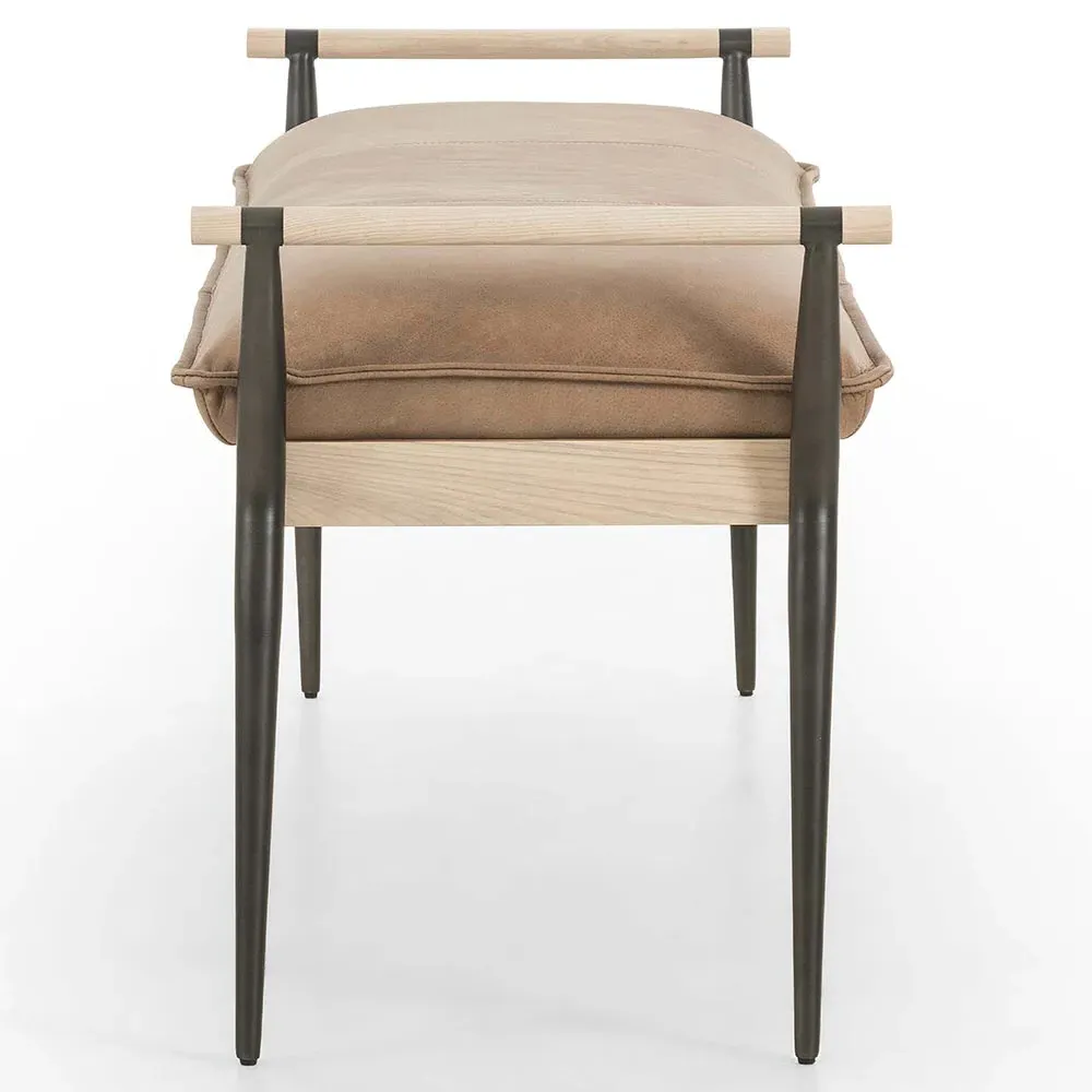 Mark Entryway Bench - Brown, Leather