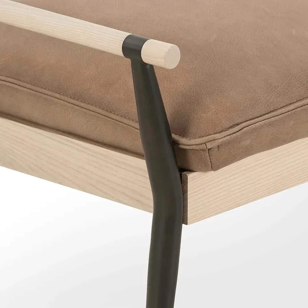 Mark Entryway Bench - Brown, Leather