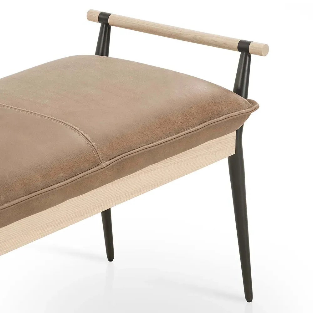 Mark Entryway Bench - Brown, Leather