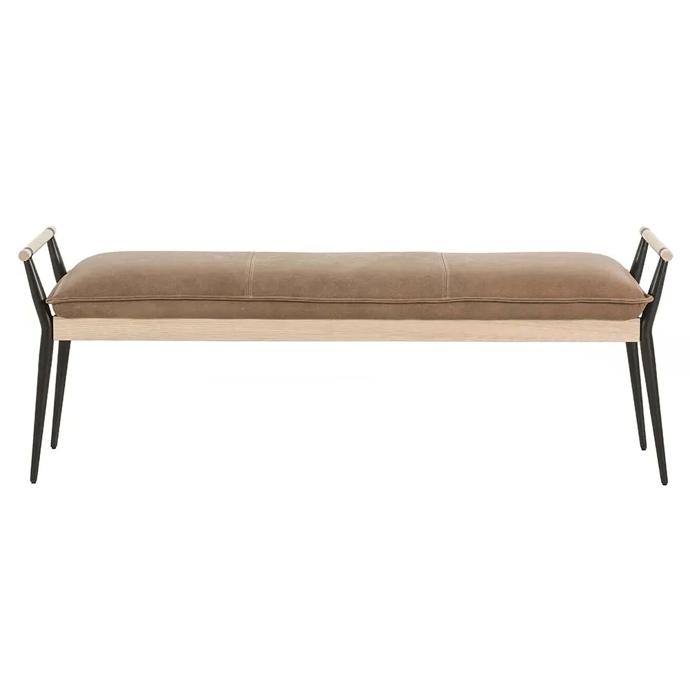 Mark Entryway Bench - Brown, Leather