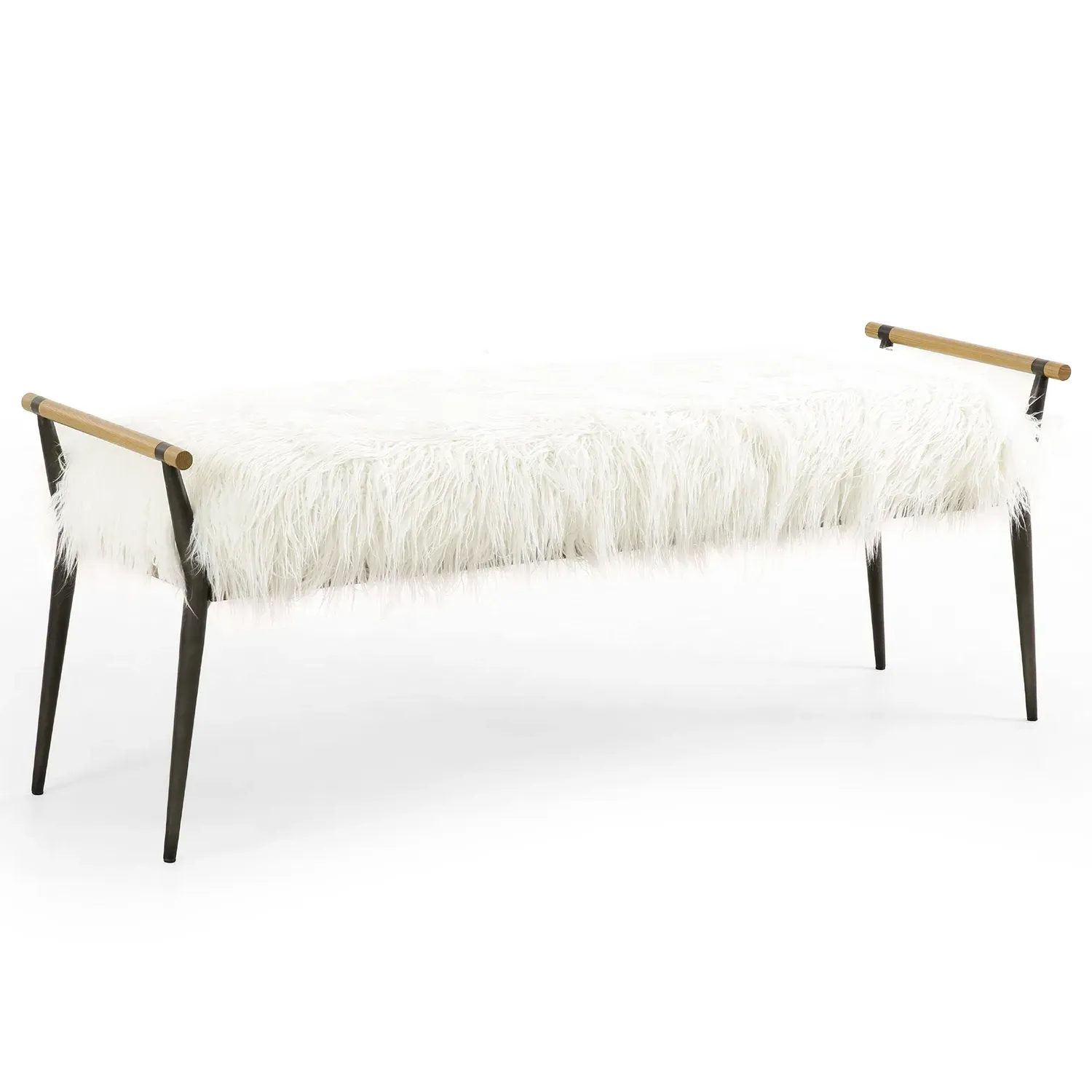 Mark Entryway Bench - Cream, Mongolia Fur